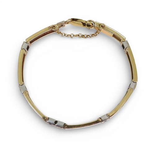 2746 - A 9CT GOLD SAPPHIRE & DIAMOND BRACELETmade by Alan Hodgkinson in Edinburgh, 1990, with bark text... 