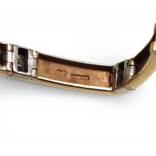 2746 - A 9CT GOLD SAPPHIRE & DIAMOND BRACELETmade by Alan Hodgkinson in Edinburgh, 1990, with bark text... 