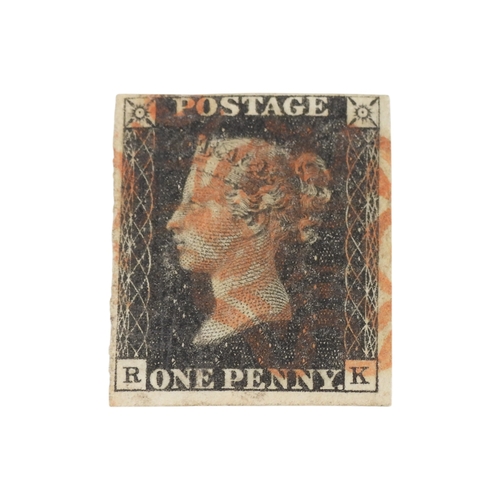 7041 - Great Britain 1840 SG 2 1d Black, 4 Margin Copy with Red Maltese cross Cancel.