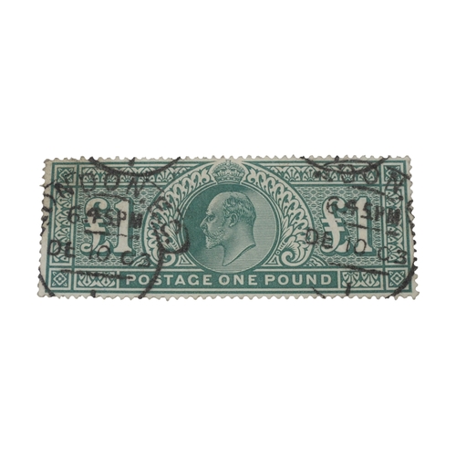 7050 - Great Britain 1902 £1 Dull Blue-green SG 266 with London E C cancels dated December 10 1903 in fine ... 