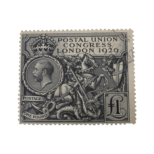 7052 - Great Britain George V  SG 438 £1 Black 9th UPU Congress London Fine Used with part CDS Cancel Top R... 