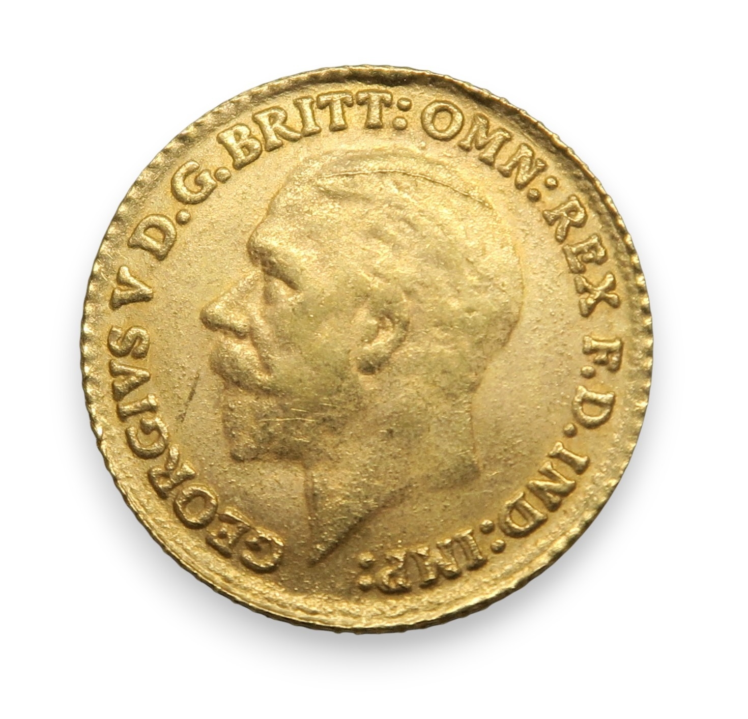 George V (1910-1936) Yellow Metal TokenObverseUncrowned portrait of ...