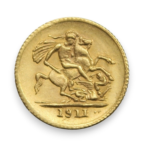 George V (1910-1936) ¼ Sovereign 1911 (token)ObverseUncrowned portrait ...