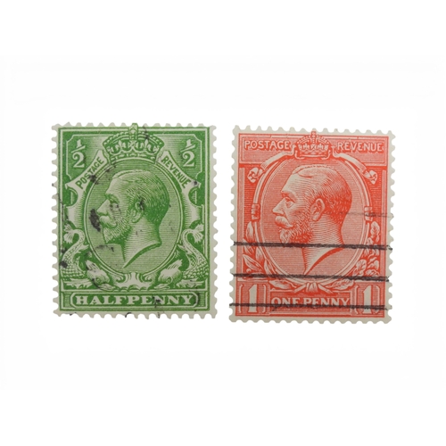 7058 - Great Britain 1913 SG 397 and 398 1/2d and 1d  with the rare watermark Multiple Royal Cypher. in use... 