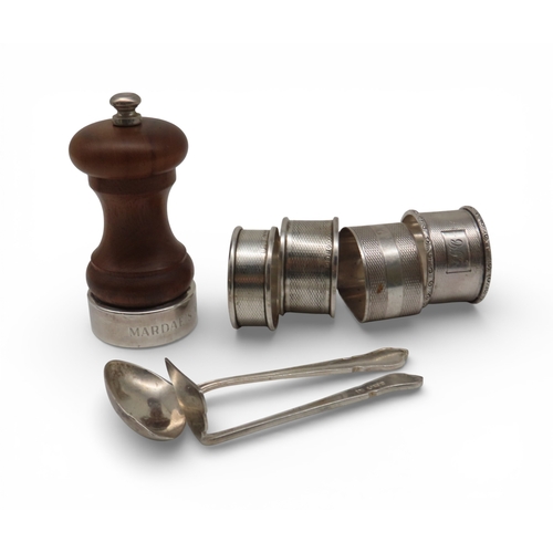 905 - A silver-mounted wooden pepper mill, by&nbsp;Harrison Brothers & Howson Ltd, London 1995, four s... 