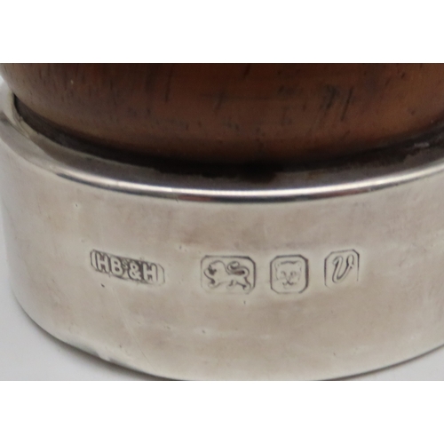 905 - A silver-mounted wooden pepper mill, by&nbsp;Harrison Brothers & Howson Ltd, London 1995, four s... 
