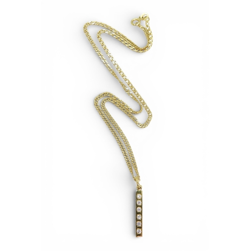 701 - A 14k gold fancy chain, length 39cm, together with a bright yellow metal diamond pendant set with es... 