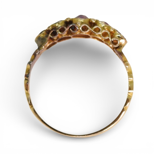 710 - A bright yellow Victorian style amethyst ring,size M, weight 1.8gms
