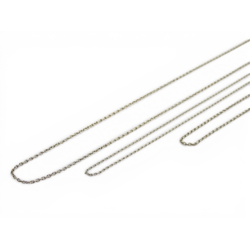 717 - Three hard bright white metal trace chains lengths 50cm, 48cm and 42cm, weight combined 12.5gms
