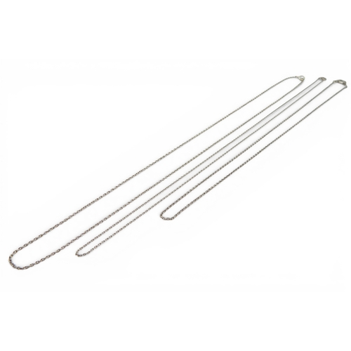 717 - Three hard bright white metal trace chains lengths 50cm, 48cm and 42cm, weight combined 12.5gms