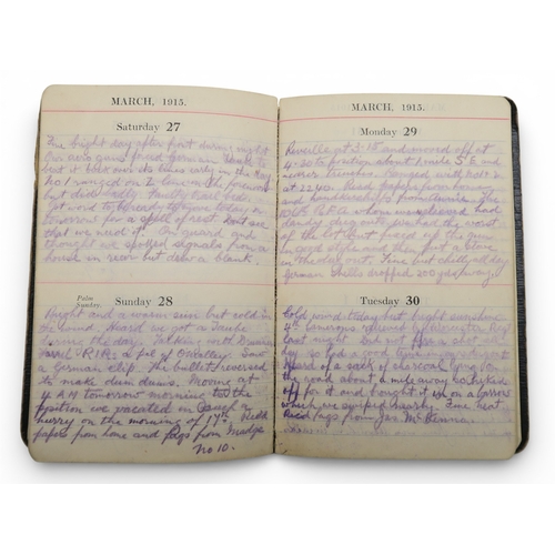 537 - A WW1 soldier's pocket diary, covering the period 11th February to 5th May 1915, recording an unname... 