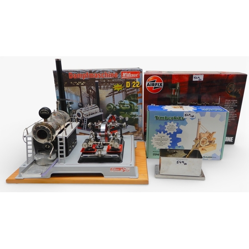 549 - WILESCO steam engine D22 Damfmaschine. A stationary steam plant, the horizontal boiler with brickwor... 