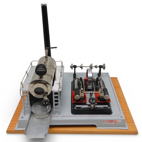 549 - WILESCO steam engine D22 Damfmaschine. A stationary steam plant, the horizontal boiler with brickwor... 