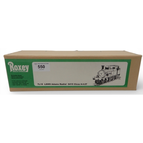 550 - A Roxey Moulding 7MM 0 Gauge 7L15 LSWR Adams Radial 0415 Class 4-4-2T Kit, unmade, not checked for c... 