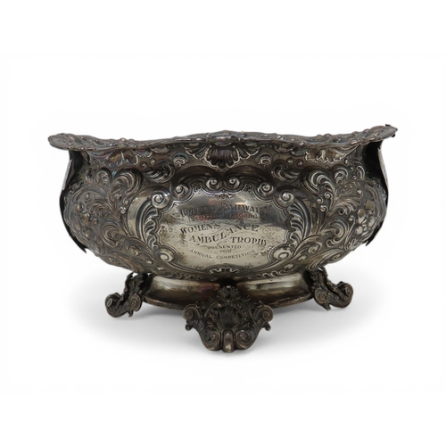2449 - A LATE-VICTORIAN SILVER BOWLby Horace Woodward & Co, London 1892, of shaped oval form, with all-... 