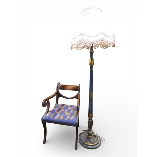 22 - A lot comprising an early 20th century standard lamp painted in a&nbsp;chinoiserie style with circul... 