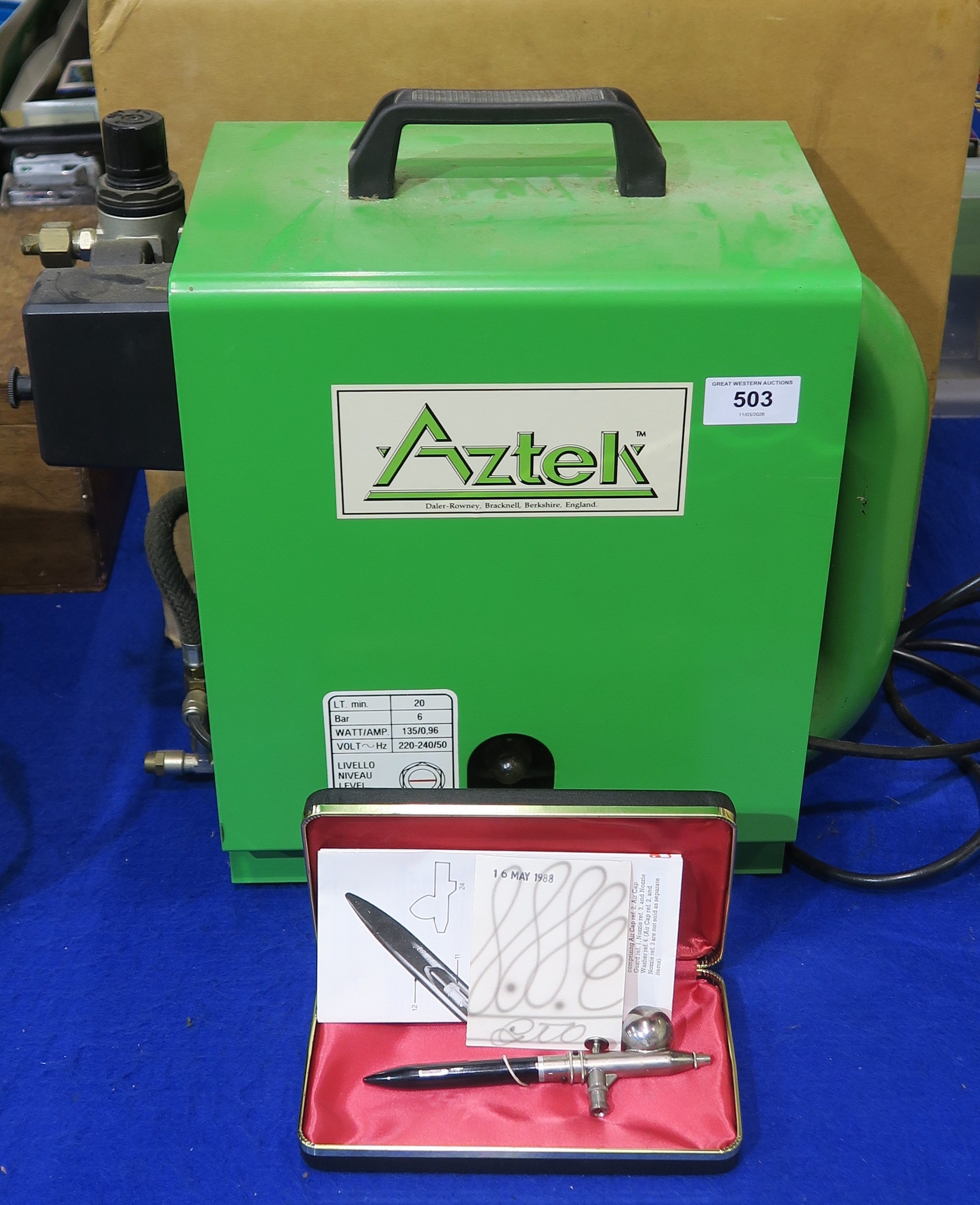 AZTEK an Aztek air compressor together with an Aerograph Super 63 air ...