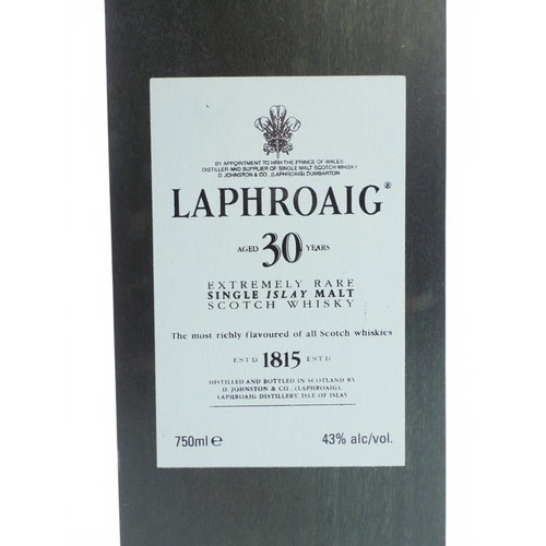 9000 - LAPHROAIG - 30 Year Old Islay Single Malt in presentation box. Bottle bearing a signature dated 18/0... 