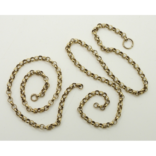 738 - An (af) 9ct gold belcher chain, with full UK hallmarks  to the end links, weight 9.2gms...