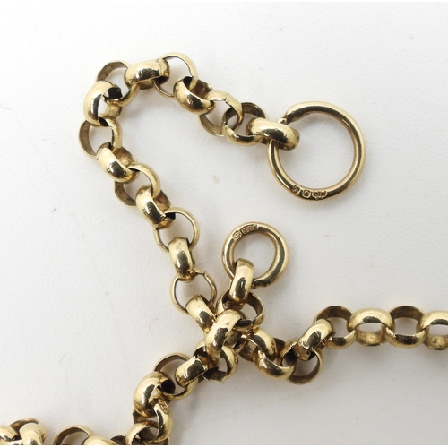 738 - An (af) 9ct gold belcher chain, with full UK hallmarks  to the end links, weight 9.2gms...