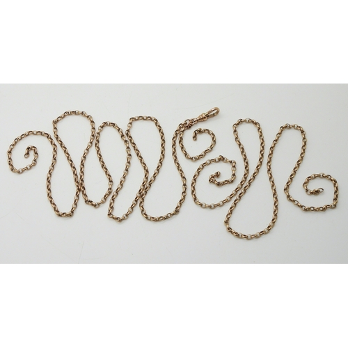 739 - An (af) 9ct rose gold guard chain, with full UK hallmarks to end links, weight 28.1gms...