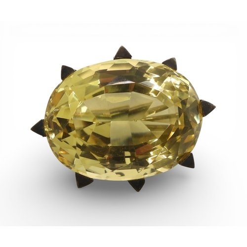743 - A Victorian citrine brooch with a white metal star mount, and set with a 35mm 27mm x 21mm specimen c...