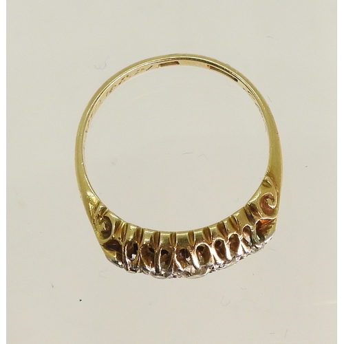 751 - An 18ct gold five stone diamond ring, size K, weight 2.5gms....