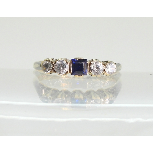 756 - An 18ct gold blue and clear gem set ring,size M1/2, weight 2.3gms...