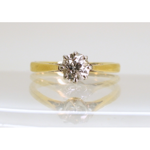 759 - An 18ct gold and platinum old cut diamond solitaire of estimated approx 0.40cts, finger size I1/2, w...