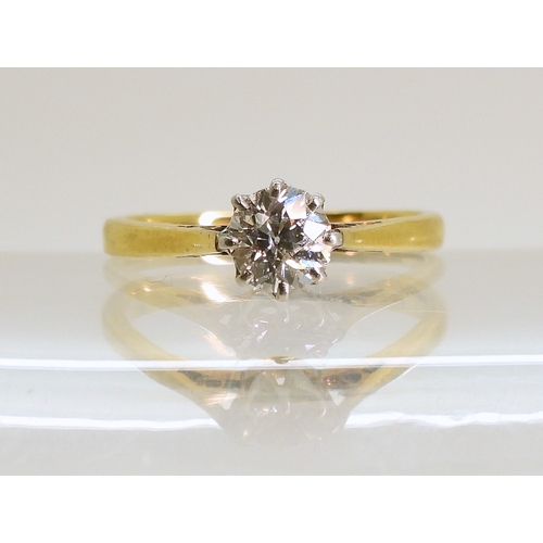 759 - An 18ct gold and platinum old cut diamond solitaire of estimated approx 0.40cts, finger size I1/2, w...