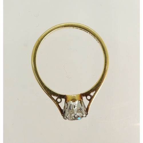 759 - An 18ct gold and platinum old cut diamond solitaire of estimated approx 0.40cts, finger size I1/2, w...