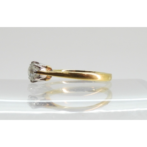 759 - An 18ct gold and platinum old cut diamond solitaire of estimated approx 0.40cts, finger size I1/2, w...