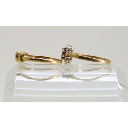 768 - An 18ct gold ruby and diamond cluster ring,size L, weight 1.4gms together with a 9ct gold diamond so... 