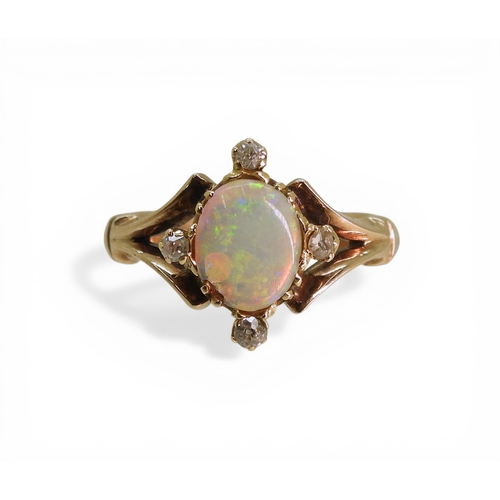 2707 - AN OPAL & DIAMOND RINGmade in 9ct rose gold, finger size N, weight 4.4gms