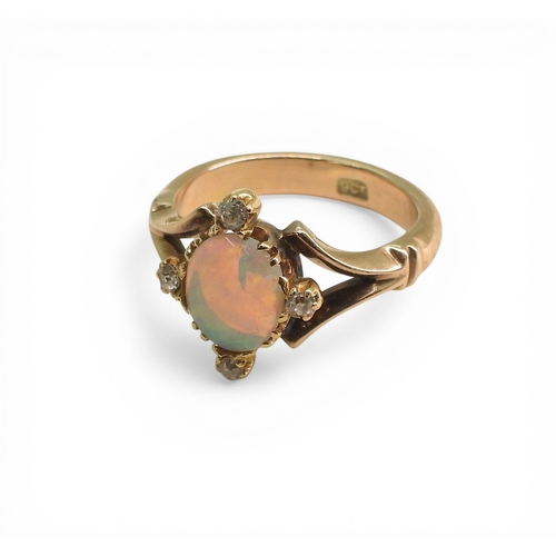 2707 - AN OPAL & DIAMOND RINGmade in 9ct rose gold, finger size N, weight 4.4gms