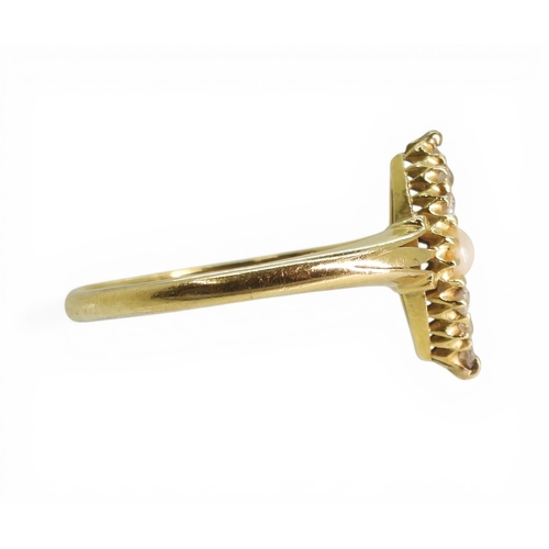 2729 - A VICTORIAN RINGmade in 18ct gold hallmarked Chester 1892, set with two pearls, two sapphires and ol... 