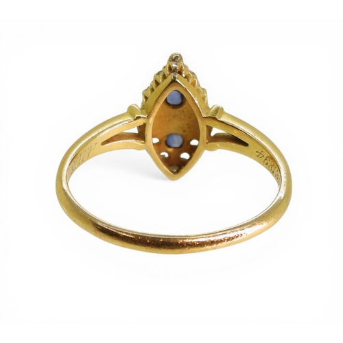 2729 - A VICTORIAN RINGmade in 18ct gold hallmarked Chester 1892, set with two pearls, two sapphires and ol... 