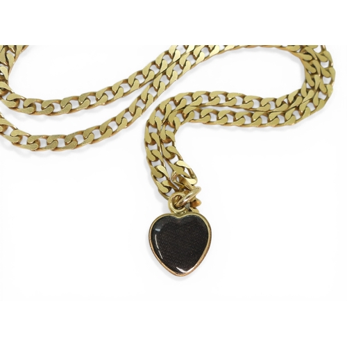 2742 - AN ENAMEL & PEARL HEART SHAPED LOCKETmade in bright yellow metal, with cobalt blue guilloche ena... 