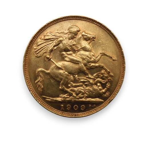 5006 - Edward VII (1901-1910) Sovereign 1909 SydneyObverse portrait of King Edward VII facing right legend ... 