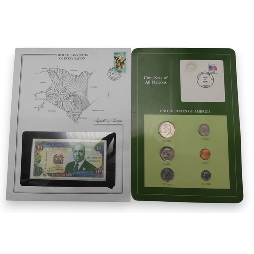 5011 - A worldwide coin collection together with an assortment of banknotes and two coin collector book fol... 