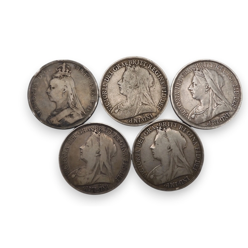 5017 - Victoria (1837-1901) Crowns 1889 27.68 grams, 1900 27.94 grams, 1896 27.78 grams, 1893 28.04 grams, ... 