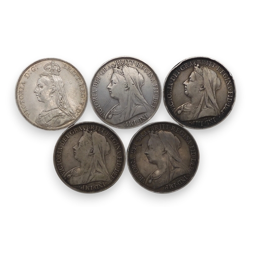 5020 - Victoria (1837-1901) Crowns 1889 28.18 grams,  1900 28.00 grams, 1893 27.83 grams, 1895 27.95 grams,... 