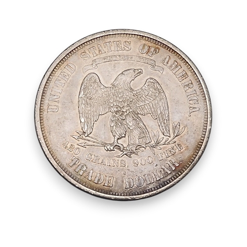 5025 - United States (1776-date) Trade Dollar 1874 San FranciscoObverseLeft-facing seated Liberty, who exte... 