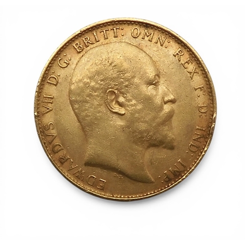 5034 - Edward VII (1901-1910) 1 Sovereign 1910 MelbourneObverse portrait of King Edward VII facing right le... 