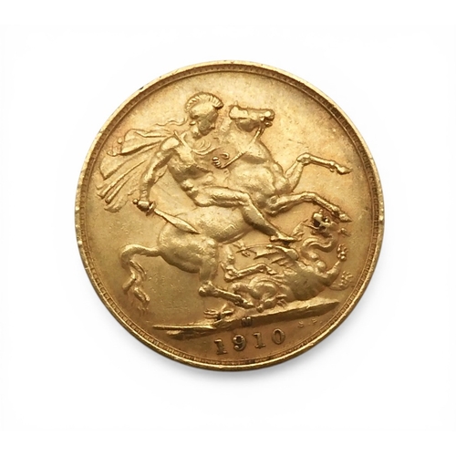 5034 - Edward VII (1901-1910) 1 Sovereign 1910 MelbourneObverse portrait of King Edward VII facing right le... 