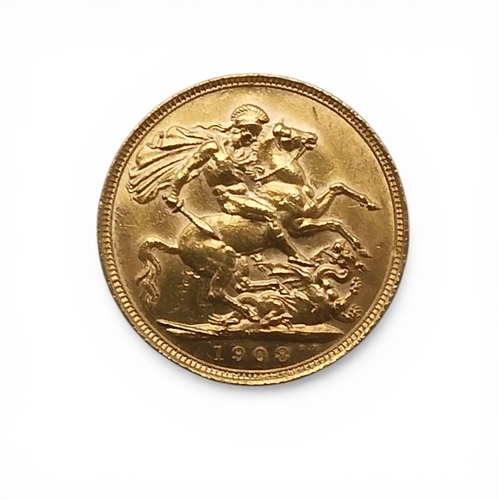 5041 - Edward VII (1901-1910) 1 Sovereign 1908 MelbourneObverse portrait of King Edward VII facing right le... 