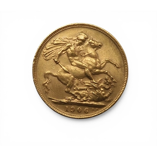 5043 - Edward VII (1901-1910) 1 Sovereign 1906 Obverse portrait of King Edward VII facing right legend arou... 