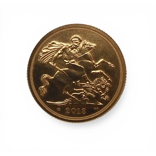5047 - Elizabeth II (1952-2022) Sovereign 2018ObverseFifth crowned portrait of Queen Elizabeth II right, we... 