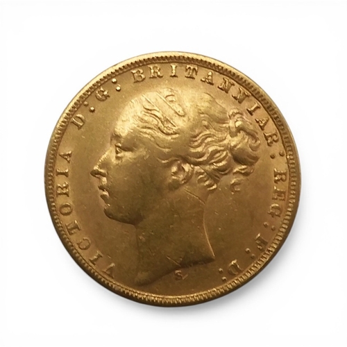 5049 - Victoria (1837-1901) 1 Sovereign Sydney 1875ObverseQueen Victoria young head, legend around VICTORIA... 