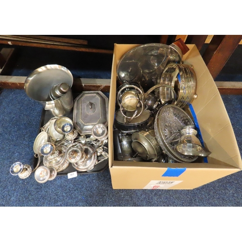 961 - A collection of EPNS including an ice bucket, candelabra, trays, teapots etc
